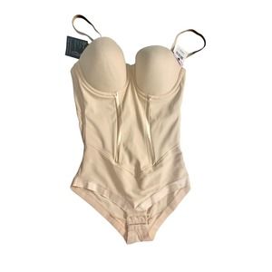 Maidenform All Over Solution Body Shaper Built-In Convertible Bra Tan Size 43D‎
